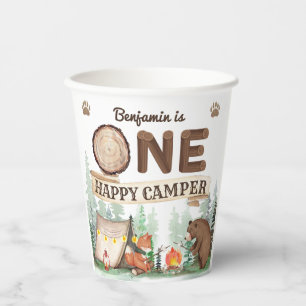 One Happy Camper Rustic Birthday Paper Cups