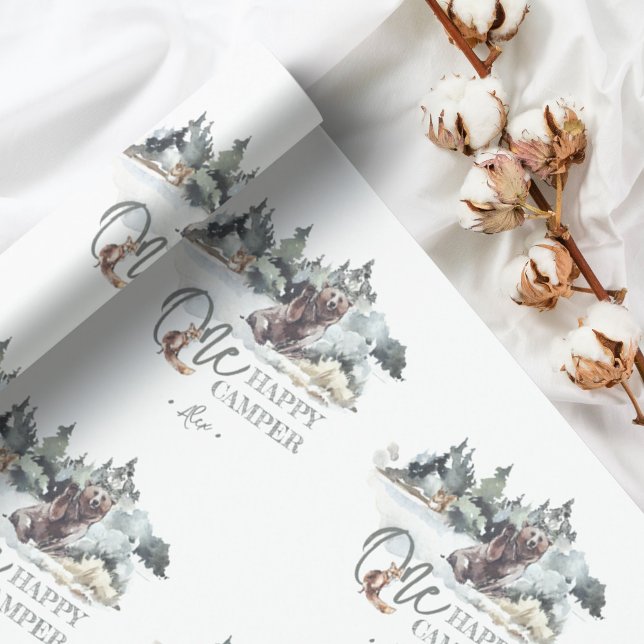 One Happy Camper Rustic Birthday Party Wrapping Paper (Creator Uploaded)