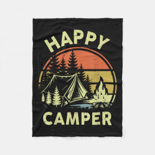 One Happy Camper Toddler Boy Funny Camng Campfire Fleece Blanket
