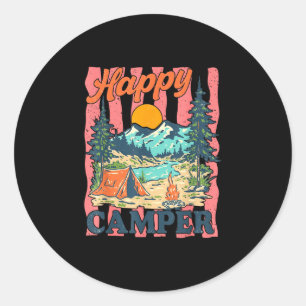 One happy camper toddler boy funny camping classic round sticker
