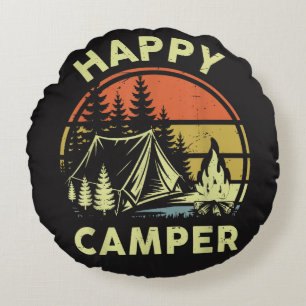 One Happy Camper Toddler Boy Funny Camping Round Cushion