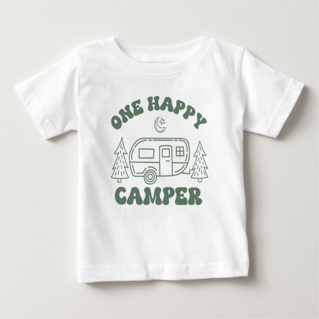 One Happy Camper Toddler T-Shirt – Cute Retro Camp (Front)