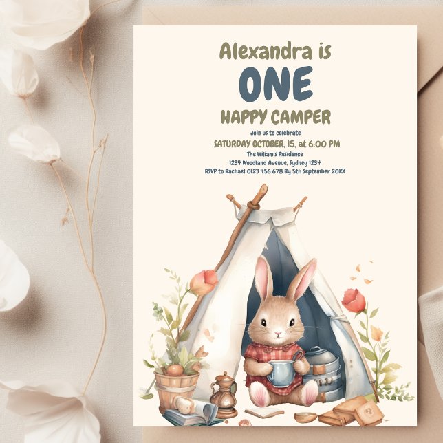 One Happy Camper Wood Boys 1st Birthday Invitation (Creator Uploaded)