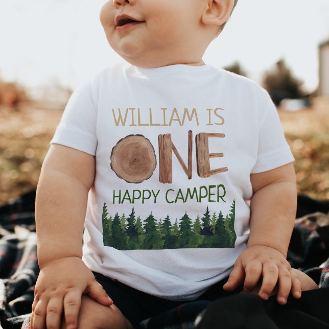 One Happy Camper Woodland 1st Birthday Baby T-Shirt (Creator Uploaded)