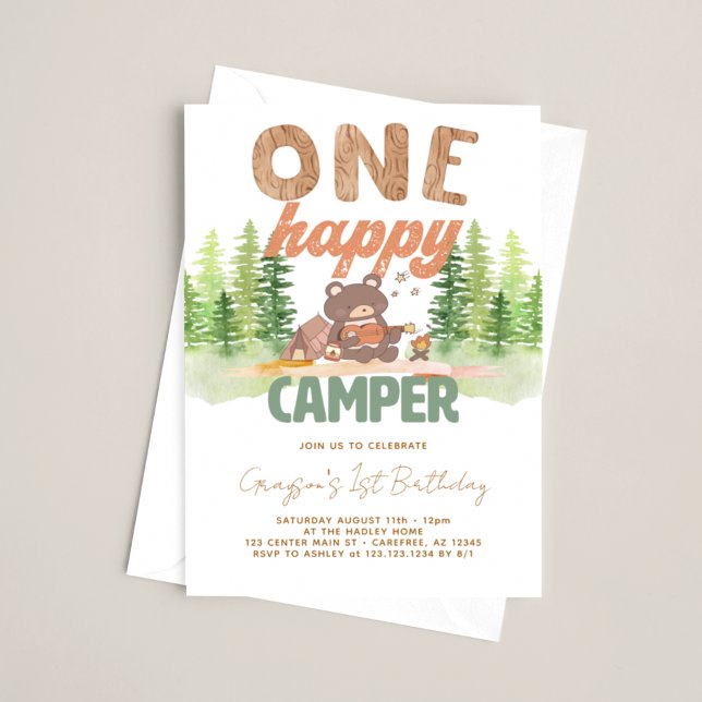 One Happy Camper Woodland Invitation (Creator Uploaded)