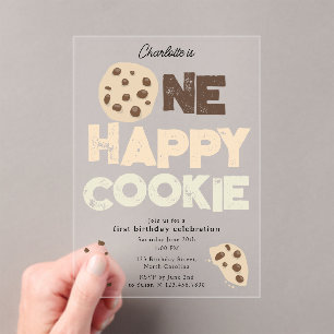 One Happy Cookie Invite 1st First Birthday Cute Acrylic Invitations
