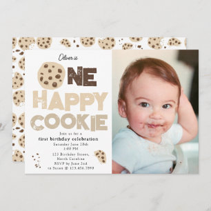 One Happy Cookie Invite 1st First Birthday Photo