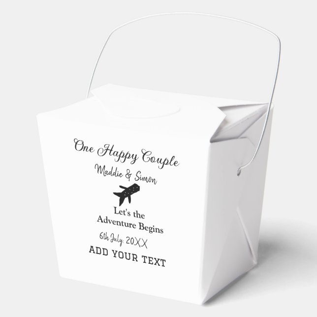 One happy Couple let's adventure begins wedding co Favour Box (Front)