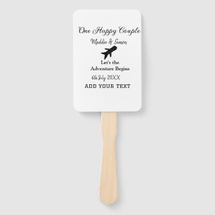 One happy Couple let's adventure begins wedding co Hand Fan