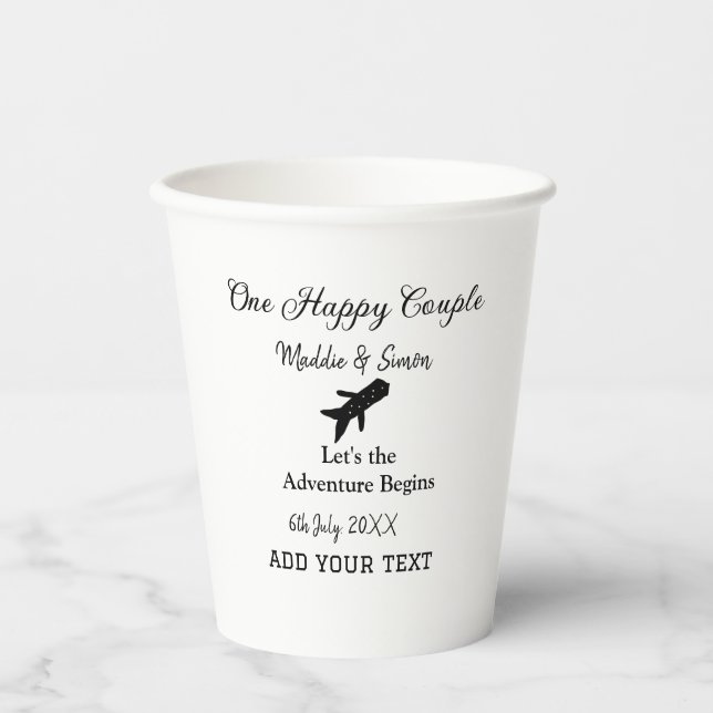 One happy Couple let's adventure begins wedding co Paper Cups (Front)