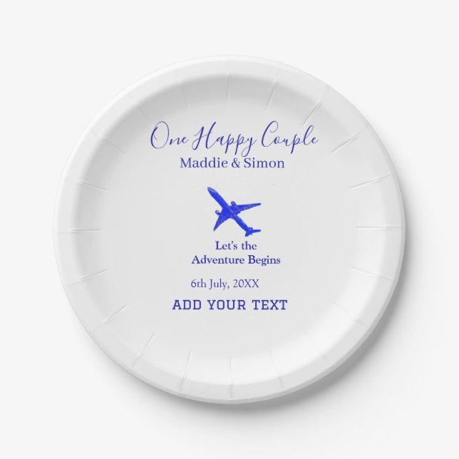 One happy Couple let's adventure begins wedding co Paper Plate (Front)