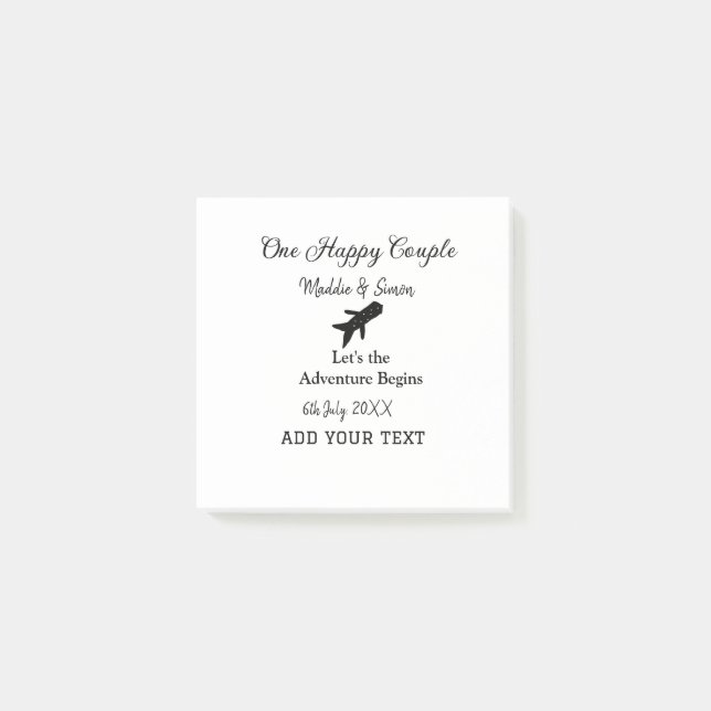 One happy Couple let's adventure begins wedding co Post-it Notes (Front)