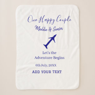 One happy Couple let's adventure begins wedding co Sherpa Blanket