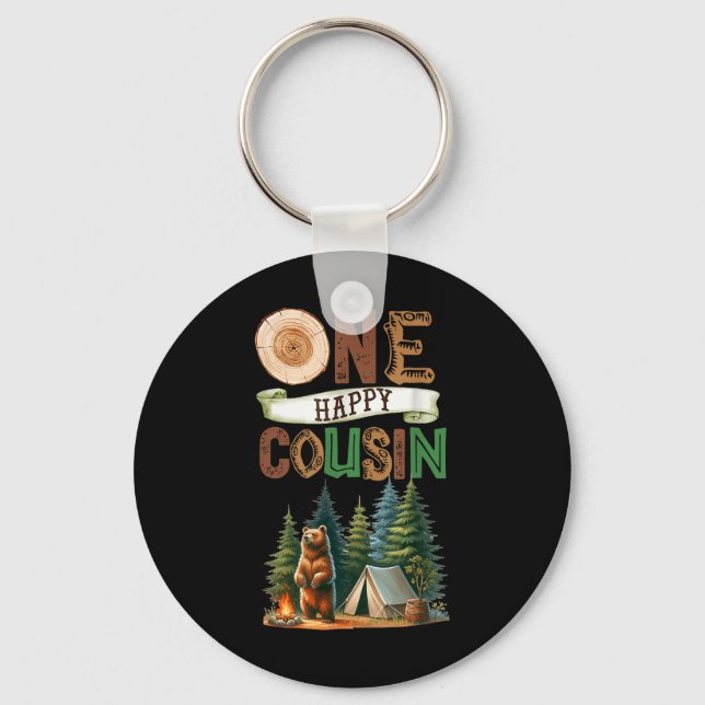 One Happy Cousin Camper First Birthday Camping Bea Key Ring (Front)