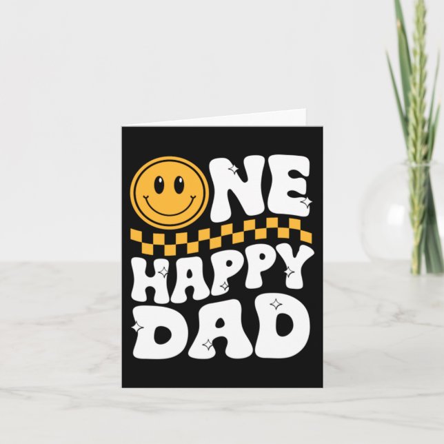 One Happy Dad Retro Smiley Face Fathers Day Card (Front)