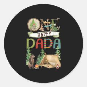 One Happy Dada Camper First Birthday Camng Bear Classic Round Sticker