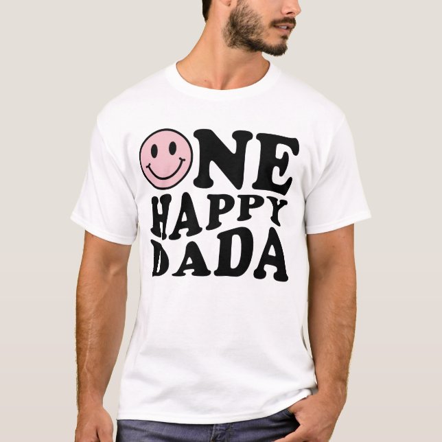 One Happy Dada | Pink Matching One Family Birthday T-Shirt (Front)