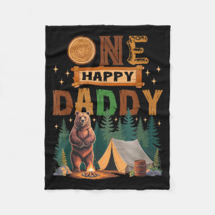 One Happy Daddy Camper 1st Birthday Camng Bear Fleece Blanket