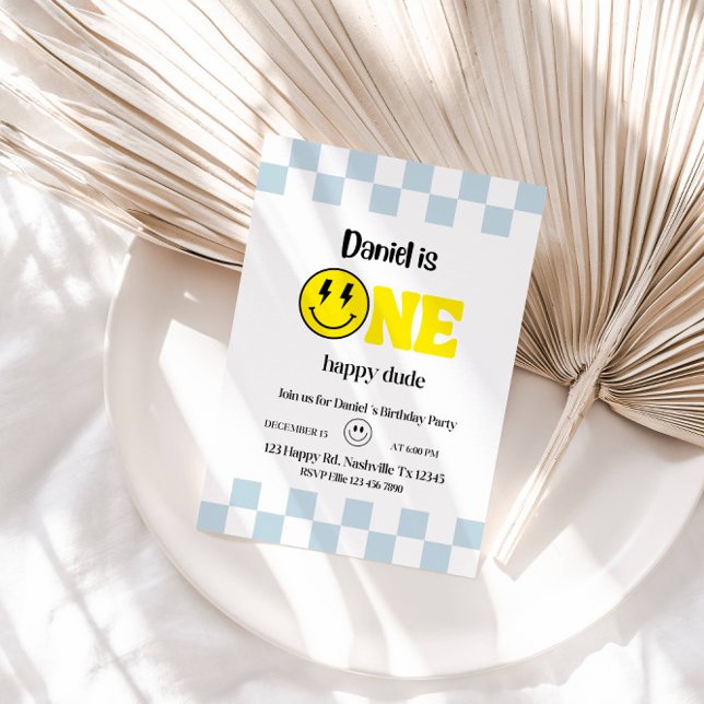 One Happy Dude 1st Birthday Boy Party – Cute & Fun Invitation (Creator Uploaded)