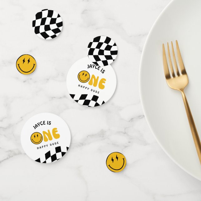 One Happy Dude 1st Birthday Chequered Confetti (Group)