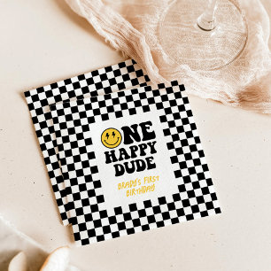 One Happy Dude 1st Birthday, Chequered Napkins