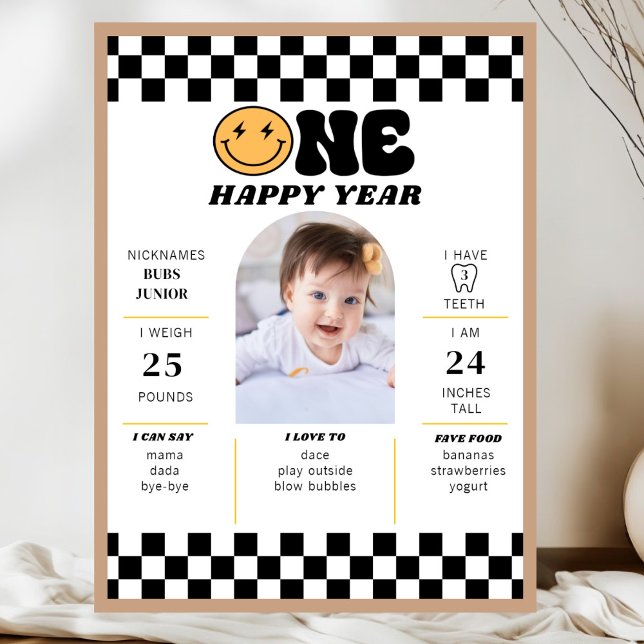 One Happy Dude 1st Birthday First Birthday Party Poster (Creator Uploaded)