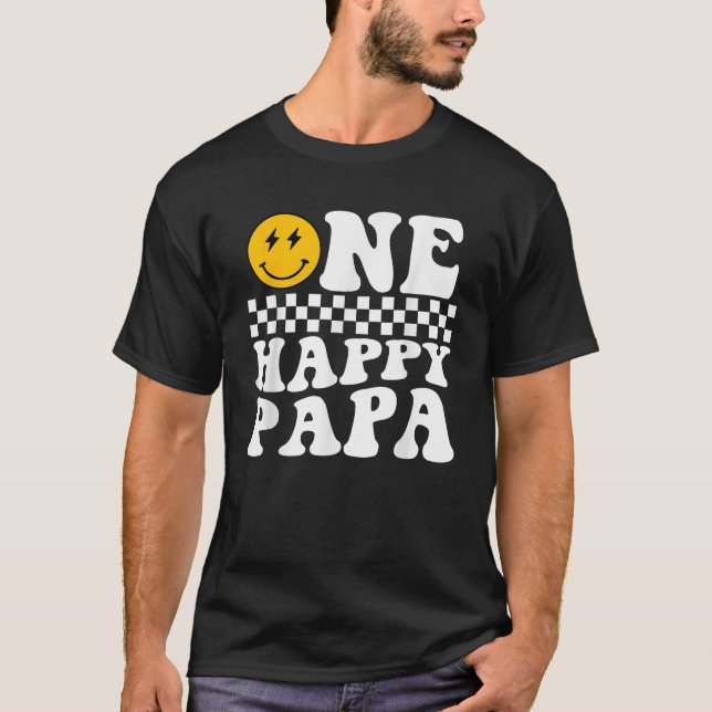 One Happy Dude 1st Birthday One Cool Papa Family M T-Shirt (Front)