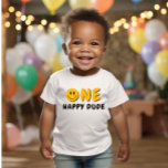 One Happy Dude 1st Birthday Orange Smiley Baby T-Shirt<br><div class="desc">We are always adding new designs weekly!</div>