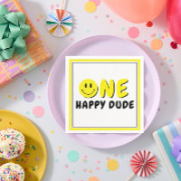 One Happy Dude 1st Birthday Party Yellow Smiley