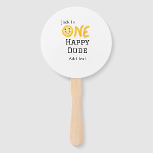 One happy dude 1st happy Birthday smiley yellow  Hand Fan