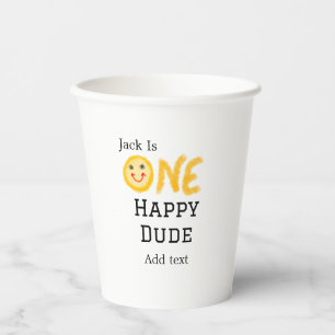 One happy dude 1st happy Birthday smiley yellow Paper Cups