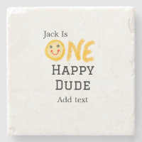 One happy dude 1st happy Birthday smiley yellow