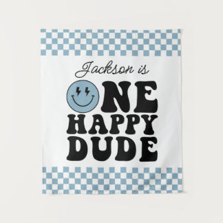 One Happy Dude Birthday Backdrop in Blue Tapestry