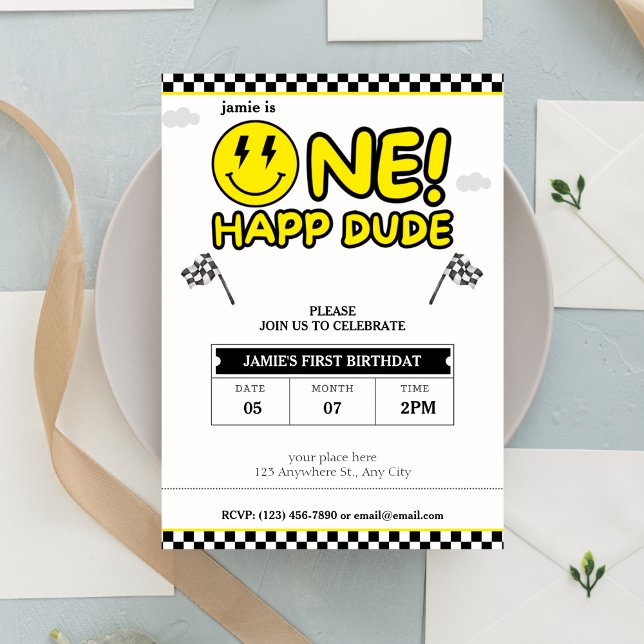 One Happy Dude Birthday Invitation (Creator Uploaded)