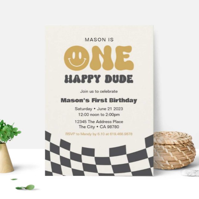 One Happy Dude Birthday Invitation • Happy Dude (Creator Uploaded)