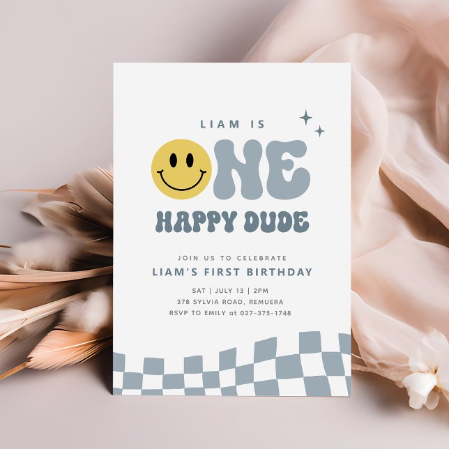 ONE Happy Dude Birthday Party Invitation (Creator Uploaded)