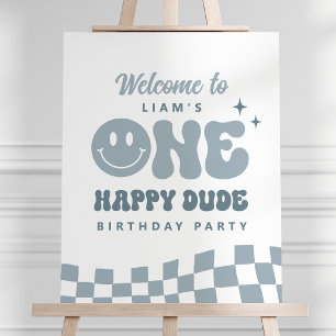 ONE Happy Dude Birthday Party Welcome Sign