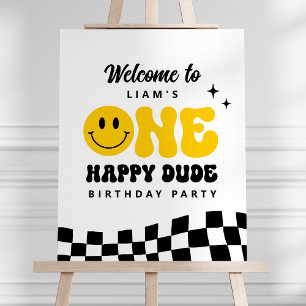 ONE Happy Dude Birthday Party Welcome Sign