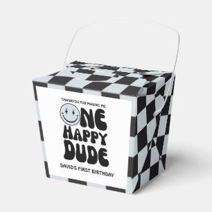One Happy Dude Blue Happy Face Boy First Birthday Favour Box