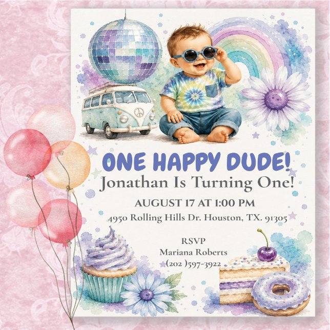 One Happy Dude Boho 1st Birthday Party Invitation (Creator Uploaded)