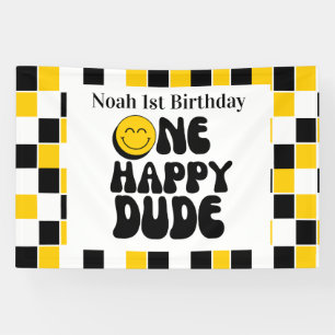 One Happy Dude Boy 1st Birthday Customisable Banner