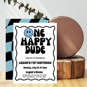 One Happy Dude Boy 1st Birthday Invitation
