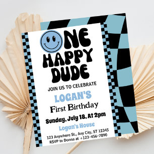 One Happy Dude Boy 1st Birthday Invitation