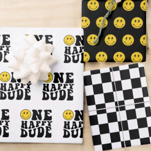 One Happy Dude Boy 1st Birthday Party  Wrapping Paper Sheet