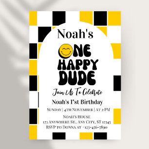 One Happy Dude Boy First Birthday Invitation