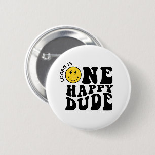 One Happy Dude Boy First Birthday Party 6 Cm Round Badge