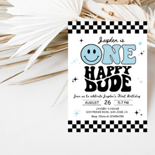 One Happy Dude Boy First Birthday Party Invitation