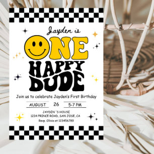 One Happy Dude Boy First Birthday Party Invitation