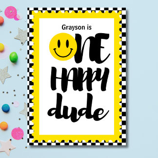 One Happy Dude Boys First Birthday Party Invitation