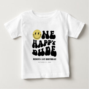 One Happy Dude   Boys Happy Face Rad 1st Birthday Baby T-Shirt